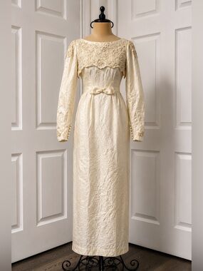 Vintage Pearl Beaded Victorian Edwardian Bohemian Boho Prairie Wedding Dress